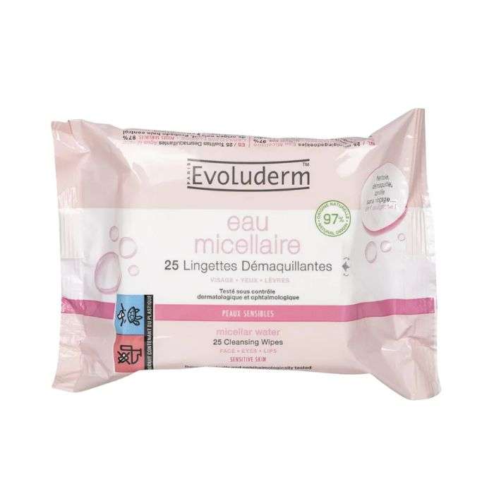 EVOLUDERM EAU MICELLAIRE 25 LINGETTES DEMAQUILLANTES