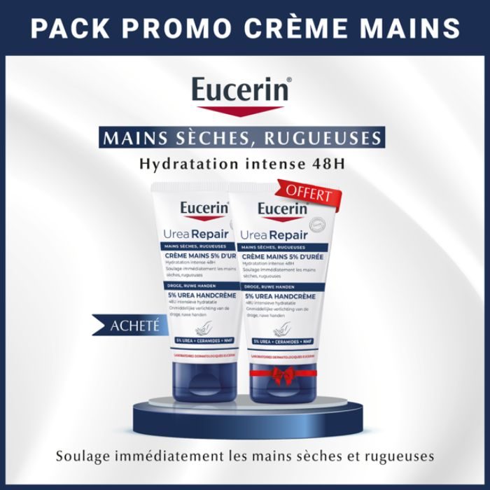 EUCERIN OFFRE PACK CREME MAINS SECHES 5%HYDRATATION INTENSE 48H 75ML x2