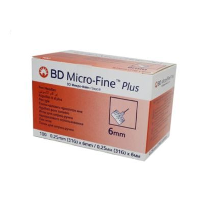 BD MICRO FINE PLUS AIGUILLE INSULINE 6MM X 6MM