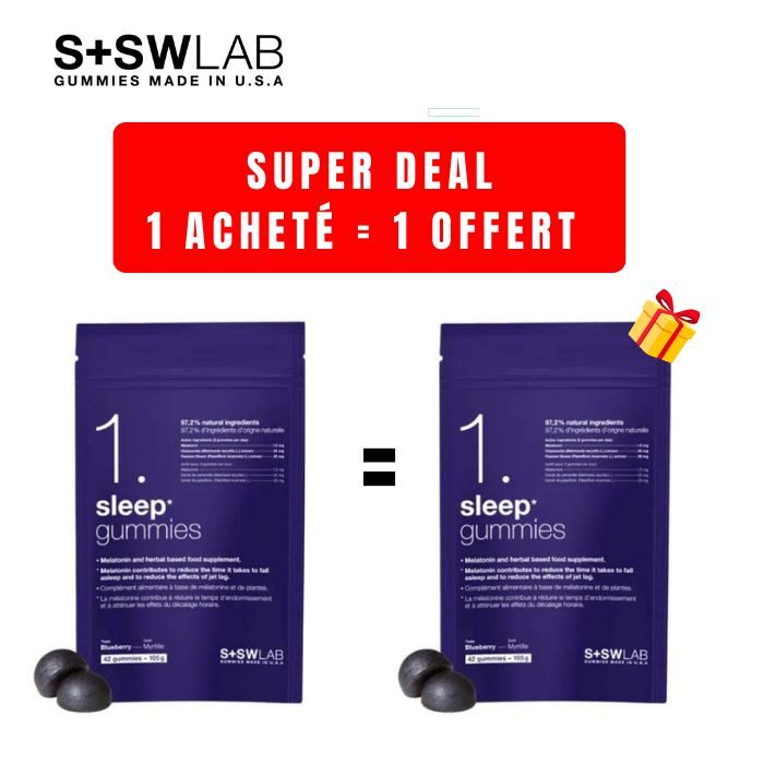 SSWLAB OFFRE 1 SLEEP GUMMIES 105G 42 GUMMIES GOUT MYRTILLE ACHETER + 1 OFFERT