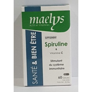 MAELYS SPIRULINE & VITAMINE C 60 GÉLULES  MAELYS SPIRULINE & VITAMINE C 60 GÉLULES