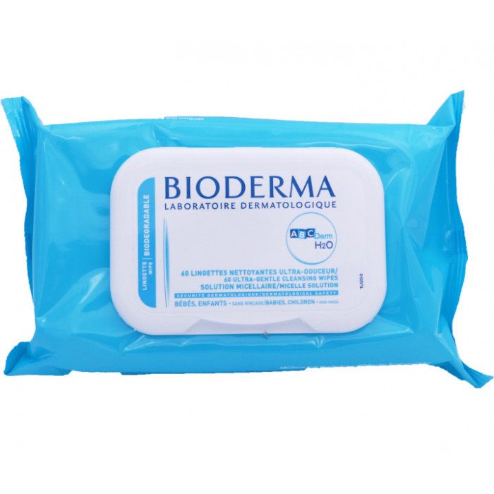 BIODERMA ABCDERM H2O 60 LINGETTES NETTOYANTES - BIODERMA - Bébé Maman