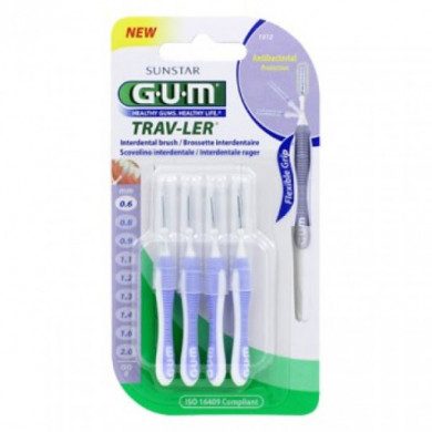 GUM Brossette interdentaire antibactérienne Trav-ler 0.6 mm - 4 brossettes-1312 GUM Brossette interdentaire antibactérienne Trav-ler 0.6 mm - 4 brossettes-1312
