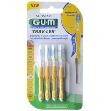 GUM Brossette interdentaire antibactérienne Trav-ler 1.3 mm - 4 brossettes-1514 GUM Brossette interdentaire antibactérienne Trav-ler 1.3 mm - 4 brossettes-1514