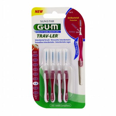 GUM Travler brossettes interdentaires n°1612 - 1.4mm x 4 GUM Travler brossettes interdentaires n°1612 - 1.4mm x 4