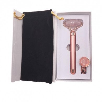 Rouleau de massage facial électrique en quartz rose Rouleau de massage facial électrique en quartz rose