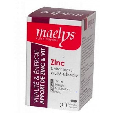 MAELYS ZINC & VITAMINES B VITALITÉ 30 GÉLULES MAELYS ZINC & VITAMINES B VITALITÉ 30 GÉLULES