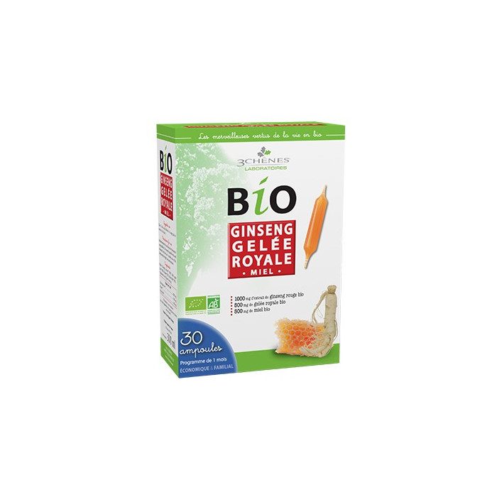 Les 3 Chênes Bio Ginseng Gelée Royale 30 Ampoules 