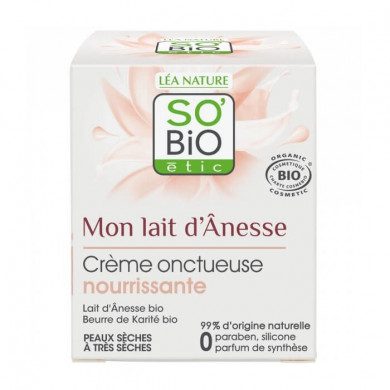 SO'BIO ETIC Crème onctueuse nourrissante LAIT D'ANESSE 50ML SO'BIO ETIC Crème onctueuse nourrissante LAIT D'ANESSE 50ML