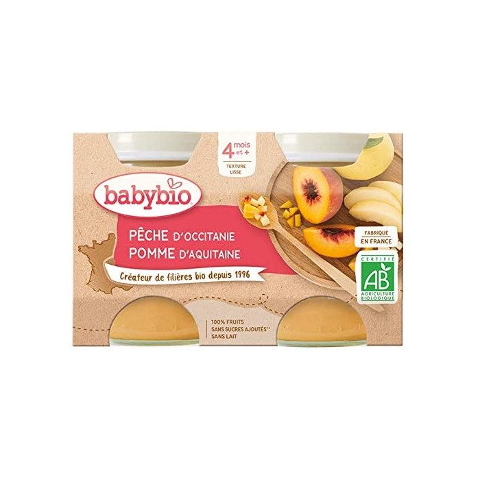 BABYBIO Pêche d'Occitanie Pomme de Nouvelle-Aquitaine 2X130G BABYBIO Pêche d'Occitanie Pomme de Nouvelle-Aquitaine 2X130G