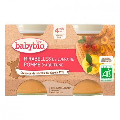 BABYBIO Petit Pot Mirabelle & Pomme 2x130g Bio BABYBIO Petit Pot Mirabelle & Pomme 2x130g Bio