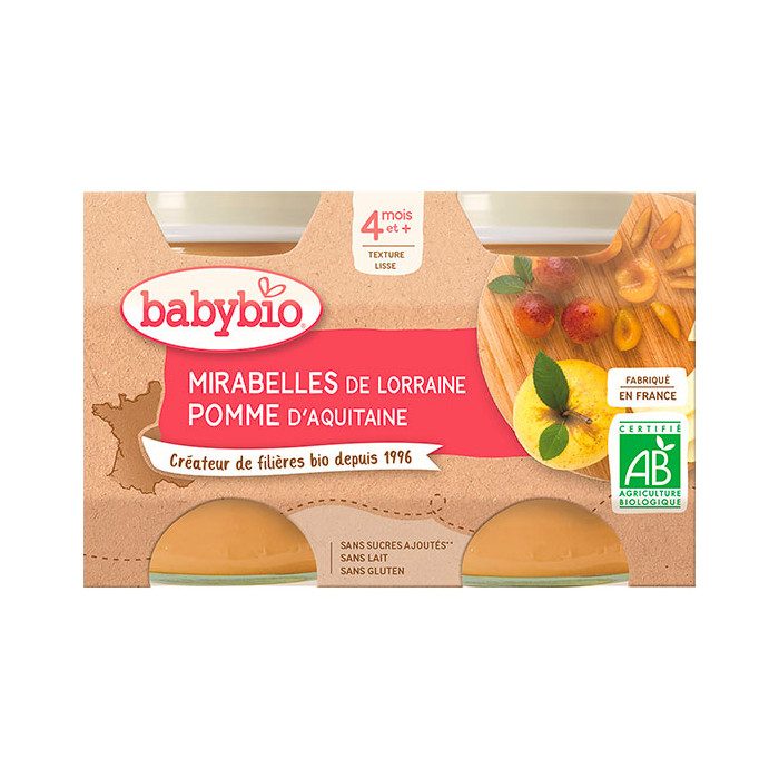 BABYBIO Petit Pot Mirabelle & Pomme 2x130g Bio BABYBIO Petit Pot Mirabelle & Pomme 2x130g Bio
