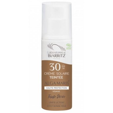 BIARRITZ ALGAMARIS Crème solaire Visage SPF30 TEINTEE DOREE certifiée Bio BIARRITZ ALGAMARIS Crème solaire Visage SPF30 TEINTEE DOREE certifiée Bio