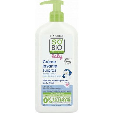 SO’BiO étic BABY Crème Lavante Surgras 500ML  SO’BiO étic BABY Crème Lavante Surgras 500ML