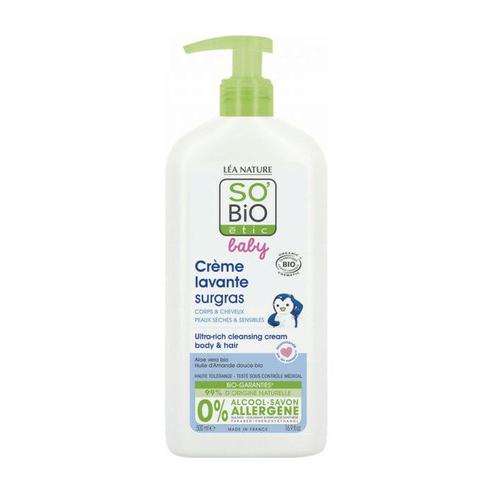 SO’BiO étic BABY Crème Lavante Surgras 500ML  SO’BiO étic BABY Crème Lavante Surgras 500ML