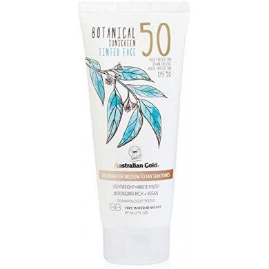 AUSTRALIAN GOLD LOTION SOLAIRE VISAGE TEINTE BOTANIQUE SPF 50 - MOYENNE A BRUNE ( 89 ml ) AUSTRALIAN GOLD LOTION SOLAIRE VISAGE TEINTE BOTANIQUE SPF 50 - MOYENNE A BRUNE ( 89 ml )